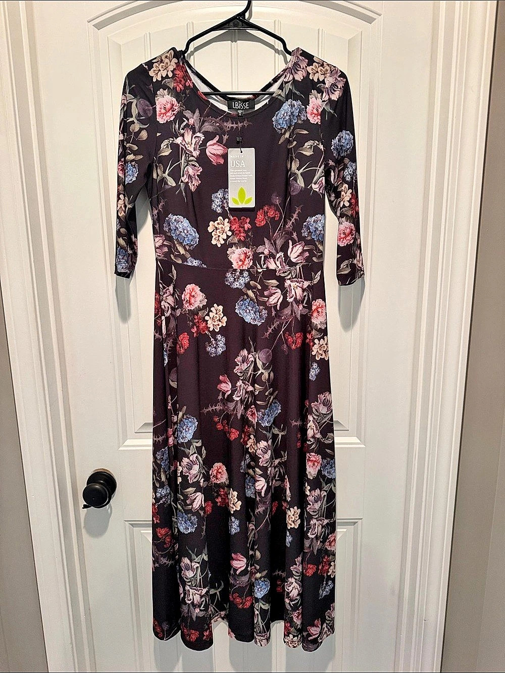 LBISSE Floral Midi Dress in Purple & Pink NWT